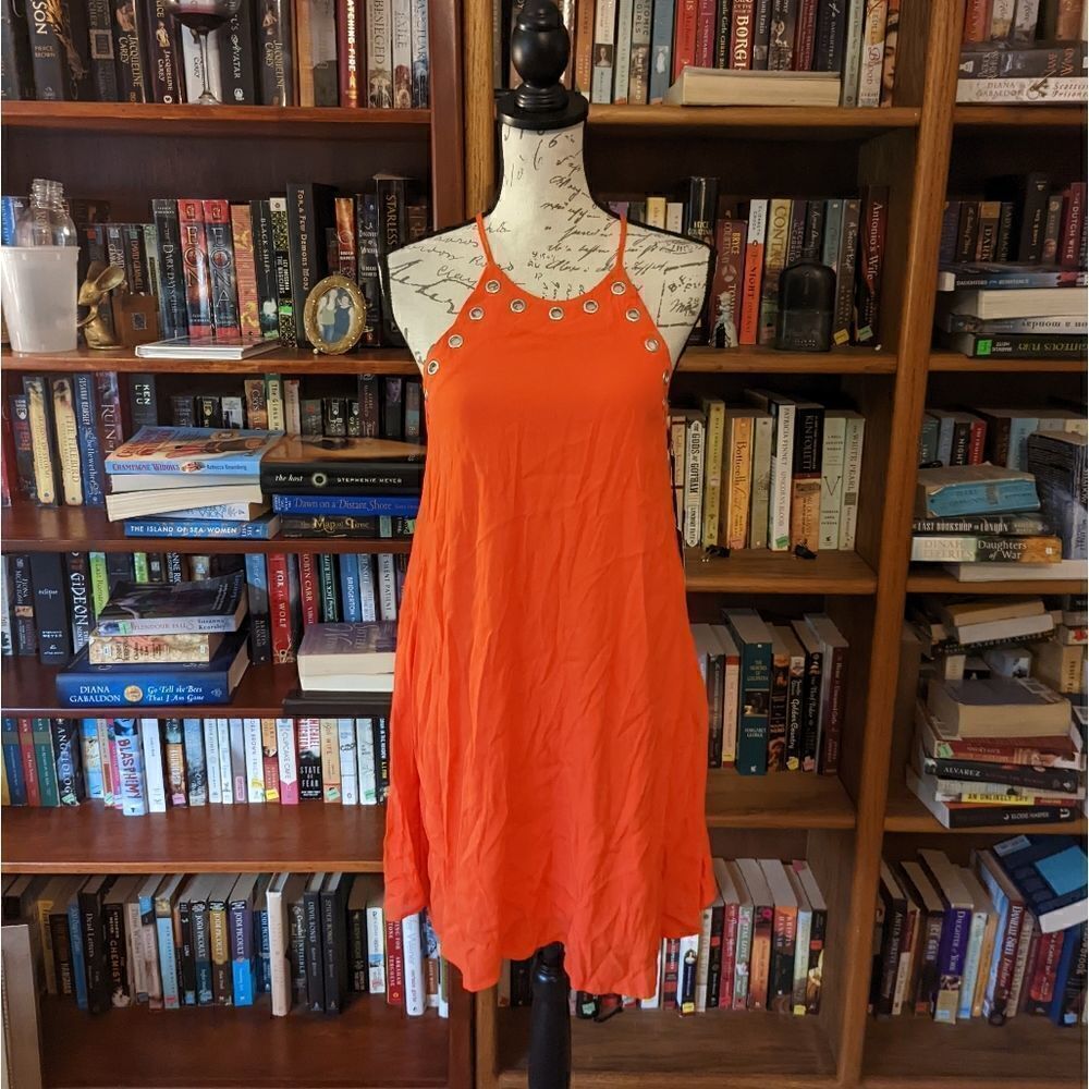 Lulu's xsโflawless and grommet orange mini swing dressโnwt